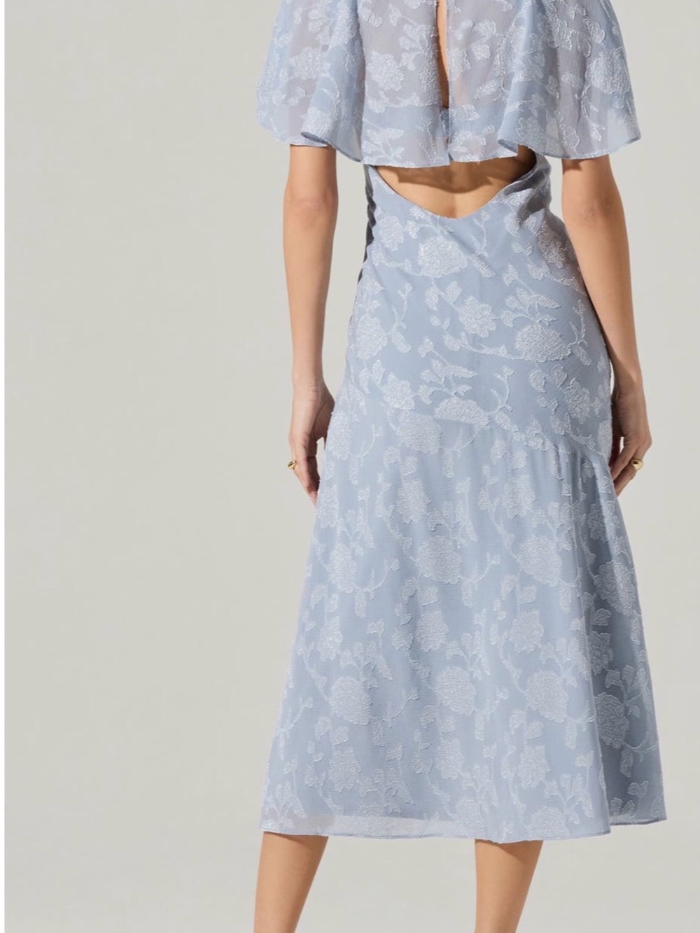 Astr Powder Blue Floral Midi Dress with V-Neck - Picture 2 of 7